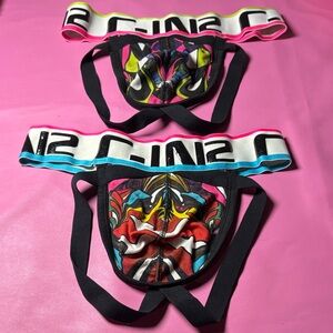 Colorful Graphic Men's Jockstrap - Black with Multicolor Print